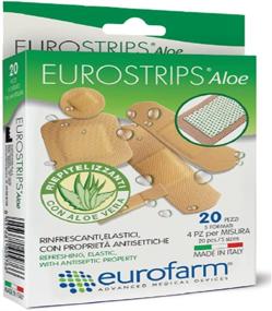 img 4 attached to Eurostrips Aloe Adhesive Bandages Assorted Sizes with Aloe Vera Central Pad (20 pcs), Breathable, Hypoallergenic & Ideal for Sensitive Skin