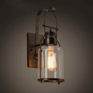 💡 baycheer industrial country style 18'' h single light wall sconces with cylinder glass shade in rust - loft lighting fixture логотип