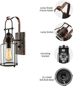 img 2 attached to 💡 BAYCHEER Industrial Country Style 18'' H Single Light Wall Sconces with Cylinder Glass Shade in Rust - Loft Lighting Fixture