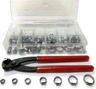 🔧 leberna 304 stainless steel stepless single ear hose clamps with pincers crimper tool - 80 pcs kit for securing pipe hoses automotive, cinch rings, pinch clamp - crimp clamp assortment pex crimping 7-21mm логотип