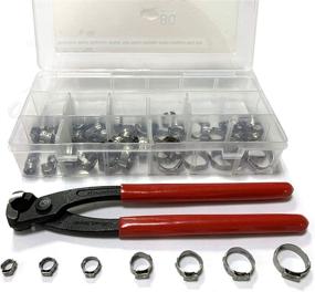 img 4 attached to 🔧 Leberna 304 Stainless Steel Stepless Single Ear Hose Clamps with Pincers Crimper Tool - 80 Pcs Kit for Securing Pipe Hoses Automotive, Cinch Rings, Pinch Clamp - Crimp Clamp Assortment PEX Crimping 7-21mm