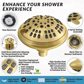 img 2 attached to ShowerMaxx Luxury Spa Series - Adjustable High Pressure Shower Head with 6 Spray Settings, 4.5 inch size, Polished Brass/Gold Finish - MAXXimize Your Showering Experience