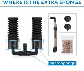 img 3 attached to Hygger Sponge Filter for Aquarium - Dual Sponge Media, 4 Biochemical Sponges, 1 Bag of Filtered Ceramic Balls - Ultra Quiet Fish Tank Filter (S/M)