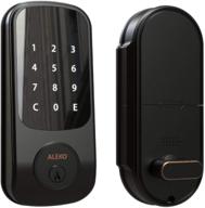 modern and secure: aleko 2-in-1 keyless entry smart door lock with touchscreen keypad in sleek black color logo