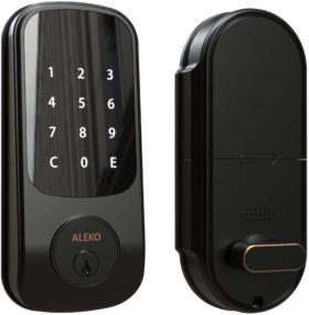 img 4 attached to Modern and Secure: ALEKO 2-in-1 Keyless Entry Smart Door Lock with Touchscreen Keypad in Sleek Black Color