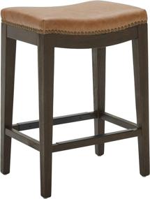 img 4 attached to 🪑 Stone & Beam Elden Leather Nailhead-Trim Kitchen Counter-Height Backless Stool, Cognac - 26"H | Premium Quality at Unbeatable Price on Amazon