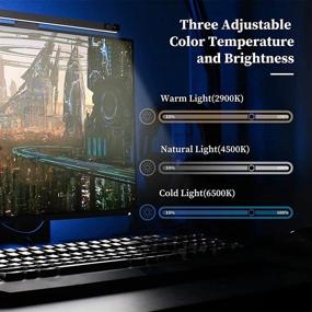img 2 attached to 🖥️ Black USB Monitor Light Bar with e-Reading LED Task Lamp - No Screen Glare, 3 Color Temperature Monitor Lamp for Games, Work, Study, and Relaxation