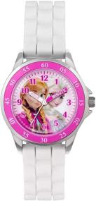 img 1 attached to 👸 Disney Frozen Anna and Elsa Watch: Fun, Stylish Timepiece for Kids with White Rubber Band