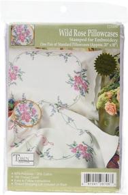 img 1 attached to Tobin Wild Rose Stamped Pillowcase Pair for Embroidery - 20x30 Inch