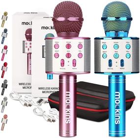 img 4 attached to 🎤 2 Pack Blue & Purple Wireless Bluetooth Karaoke Microphones with Built-in Bluetooth Speaker – All-in-One Karaoke Machine Compatible with Android & iOS iPhone