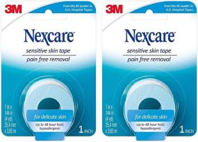 img 4 attached to 🩹 Nexcare Sensitive Skin Tape, 1 inch x 4 yards (Pack of 2), 2 Count (Single Pack)