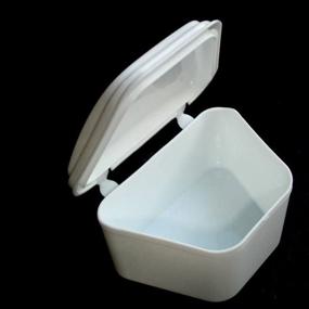 img 1 attached to 🦷 Orthodontic Dental Storage Container - White Denture Bath for Retainers, Mouth Guards, and Retainers