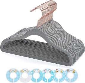 img 4 attached to Organize and Beautify Your Baby's Closet with Smartor's 50-Pack Grey Velvet Baby Hangers and Dividers: Perfect for Newborn, Toddler, and Children's Clothes