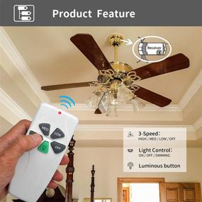 img 3 attached to 🔧 Universal Ceiling Fan Remote Control Kit - Replacement for Harbor Breeze, Hunter, Hampton Bay, Litex - 3-Speed, Light Dimmer - Receiver Included (FAN28R) - Replaces FAN-53T, 2AAZPFAN-53T, FAN-11T, KUJCE9103, UC7030T