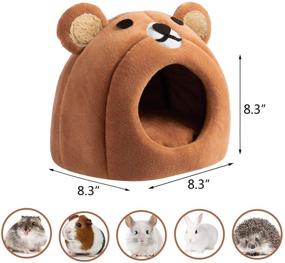 img 3 attached to 🏠 Hollypet Warm Small Pet Animals Bed: Cozy Nest for Dutch Pigs, Hamsters, Hedgehogs, Rats, Chinchillas, and Guinea Hogs - Mini House in Brown Teddy Bear Design