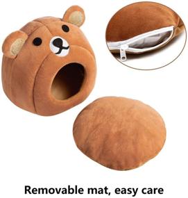 img 2 attached to 🏠 Hollypet Warm Small Pet Animals Bed: Cozy Nest for Dutch Pigs, Hamsters, Hedgehogs, Rats, Chinchillas, and Guinea Hogs - Mini House in Brown Teddy Bear Design