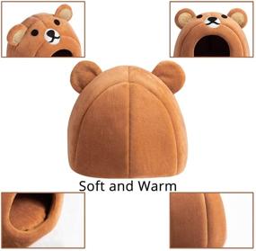 img 1 attached to 🏠 Hollypet Warm Small Pet Animals Bed: Cozy Nest for Dutch Pigs, Hamsters, Hedgehogs, Rats, Chinchillas, and Guinea Hogs - Mini House in Brown Teddy Bear Design