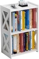 📚 aggice 3 tier side table with 2 shelf bookcase for small spaces - small bookshelf & nightstand for bedroom, living room, office - kids book storage shelves - white logo