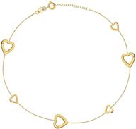 💍 sterling silver vs. 14k gold mini sideways open hearts: adjustable foot chain anklet anklet bracelet 10 inches logo