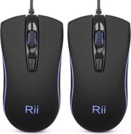 🖱️ rii rm105 wired mouse with rgb backlit, high dpi, comfortable grip ergonomic design - usb wired mice for windows pc, laptop, desktop, notebook, chromebook - 2 pack logo