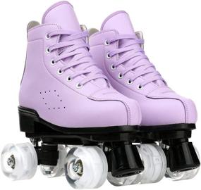 img 2 attached to 🟣 Women's Purple Fashion Roller Skates - High-Top Outdoor Shiny 4-Wheel Roller Skates for Youth and Adults