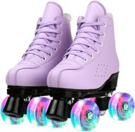 🟣 women's purple fashion roller skates - high-top outdoor shiny 4-wheel roller skates for youth and adults logo