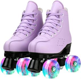 img 4 attached to 🟣 Women's Purple Fashion Roller Skates - High-Top Outdoor Shiny 4-Wheel Roller Skates for Youth and Adults