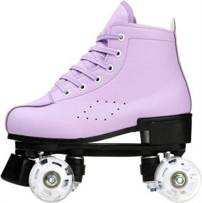 img 1 attached to 🟣 Women's Purple Fashion Roller Skates - High-Top Outdoor Shiny 4-Wheel Roller Skates for Youth and Adults