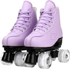 img 3 attached to 🟣 Women's Purple Fashion Roller Skates - High-Top Outdoor Shiny 4-Wheel Roller Skates for Youth and Adults