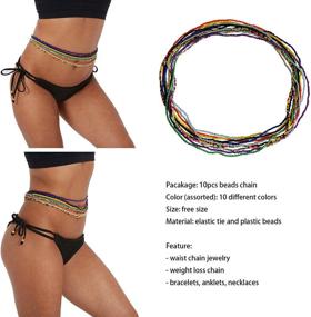 img 1 attached to 💃 Vibrant Set of 10 Waist Beads for Women and Girls - Stretchy Belly Waist Beads Body Chain Jewelry, Assorted Colors - A Complete Belly Waist Beads Kit to Accentuate Your Style