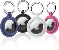 pzoz (4 pack) airtag case keychain built-in screen protector holder compatible with apple airtag logo