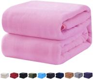 🛋️ soft king size summer blanket 350gsm lightweight throw, all season bed blanket - winter warm sofa thermal, brush fabric, pink king 90"x108 logo