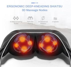 img 3 attached to 🧖 ALLJOY Shiatsu Back and Neck Massager with Heat - Electric Deep Tissue 3D Kneading Massage Pillow for Shoulder, Legs, Foot and Body, Muscle Pain Relief - Ideal for Office, Home & Car Therapy