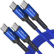 🔷 jsaux usb c to usb c 60w fast charging cable - [2-pack 6.6ft] type c charger cord for samsung galaxy s21/s20/note 20, macbook air/pro 13'', ipad air/pro 2020, google pixel 3/4, and more - blue logo