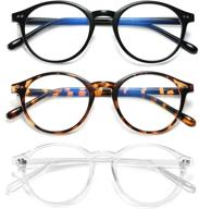 hilbalm 3 pack blue light blocking glasses for women and men - computer eyeglasses with frame variety (black, leopard, transparent) logo