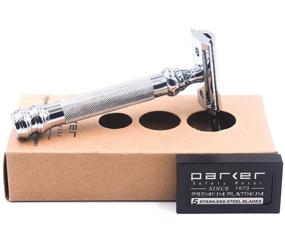 img 2 attached to Parker 98R Ultra Heavy Weight Long Handle Double Edge Safety Razor & 5 Blades: Superior Quality for a Flawless Shave