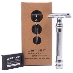 img 4 attached to Parker 98R Ultra Heavy Weight Long Handle Double Edge Safety Razor & 5 Blades: Superior Quality for a Flawless Shave