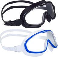 premium 2 pack anti-fog swim goggles: ideal for adult men, women & youth; features soft silicone gasket logo