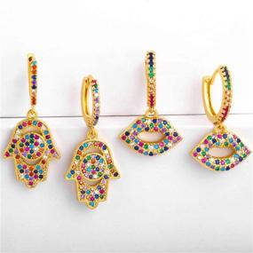 img 2 attached to Annafoya Colorful Zirconia Rhinestone Earrings