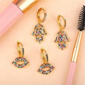 img 1 attached to Annafoya Colorful Zirconia Rhinestone Earrings