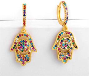 img 3 attached to Annafoya Colorful Zirconia Rhinestone Earrings