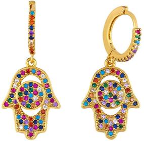 img 4 attached to Annafoya Colorful Zirconia Rhinestone Earrings