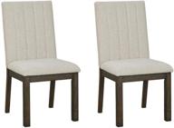 🪑 contemporary beige dining chairs - set of 2, signature design by ashley dellbeck with upholstered channel stitching logo