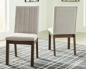 img 1 attached to 🪑 Contemporary Beige Dining Chairs - Set of 2, Signature Design by Ashley Dellbeck with Upholstered Channel Stitching