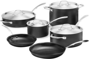 img 4 attached to 🍳 Oven Safe Hard Anodized Aluminum Kitchara Nonstick Kitchen Cookware Set - 10 Piece Pots and Pans Set with Stainless Steel Lid
