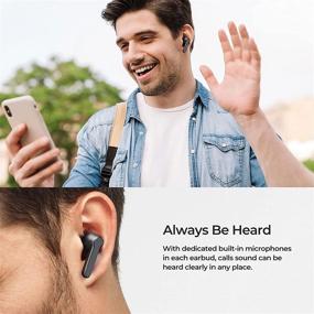 img 1 attached to 🎧 Беспроводные наушники MBits S с микрофоном, Bluetooth 5.0, совместимые с iPhone Android, наушники с глубоким басом для спорта, 35 часов воспроизведения, водонепроницаемость IPX8, сенсорное управление.