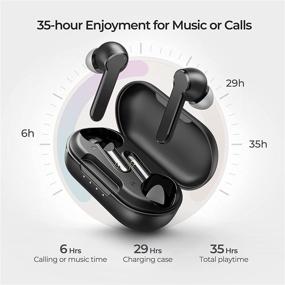 img 2 attached to 🎧 Беспроводные наушники MBits S с микрофоном, Bluetooth 5.0, совместимые с iPhone Android, наушники с глубоким басом для спорта, 35 часов воспроизведения, водонепроницаемость IPX8, сенсорное управление.