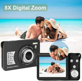 img 1 attached to 📷 30MP Compact Digital Camera with 2.7" LCD Screen, 8X Digital Zoom, SD Card & Battery, Ideal for Adults, Kids, Beginners - Black
