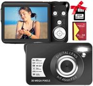 📷 30mp compact digital camera with 2.7" lcd screen, 8x digital zoom, sd card & battery, ideal for adults, kids, beginners - black logo