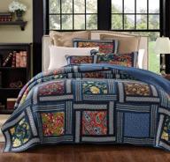 🌸 yayiday patchwork bedspread quilt sets queen size - bohemian floral pattern bed cover with shams: reversible & modern quilted stitched coverlet logo